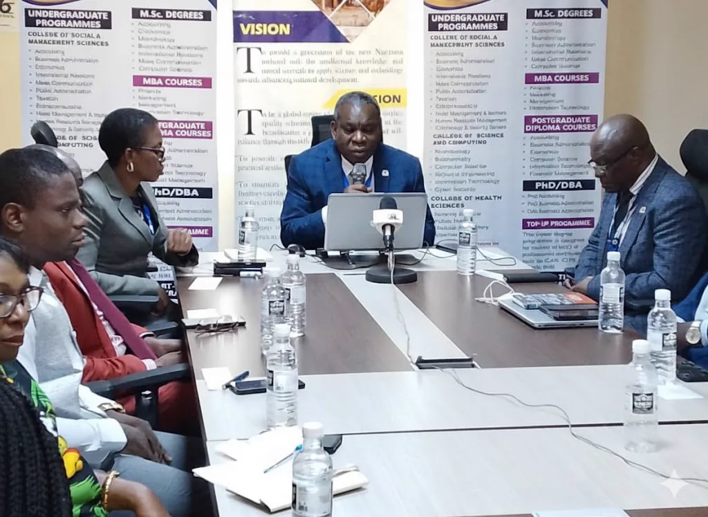 Wellspring University management addressing a press conference